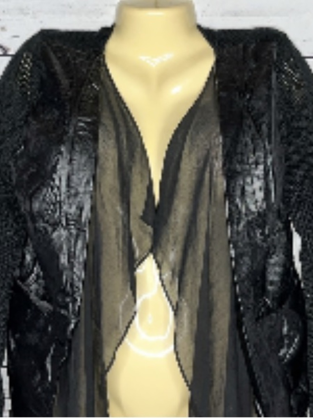 Gracia Black Sheer-Layer Knit Sweater